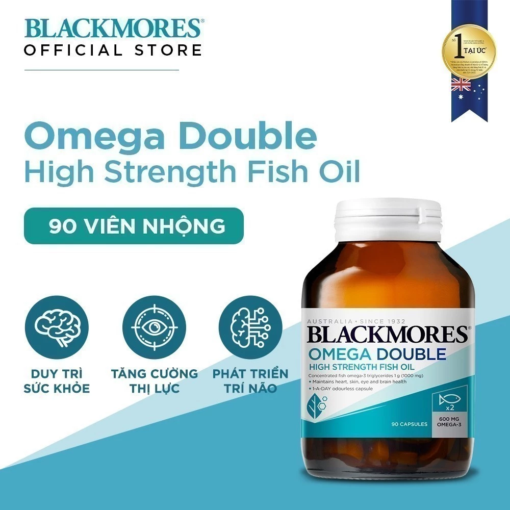 Viên Uống Dầu Cá Bổ Sung Omega Hỗ Trợ Cho Tim, Mắt, Da Blackmores Double Omega High Strength Lọ 90 Viên