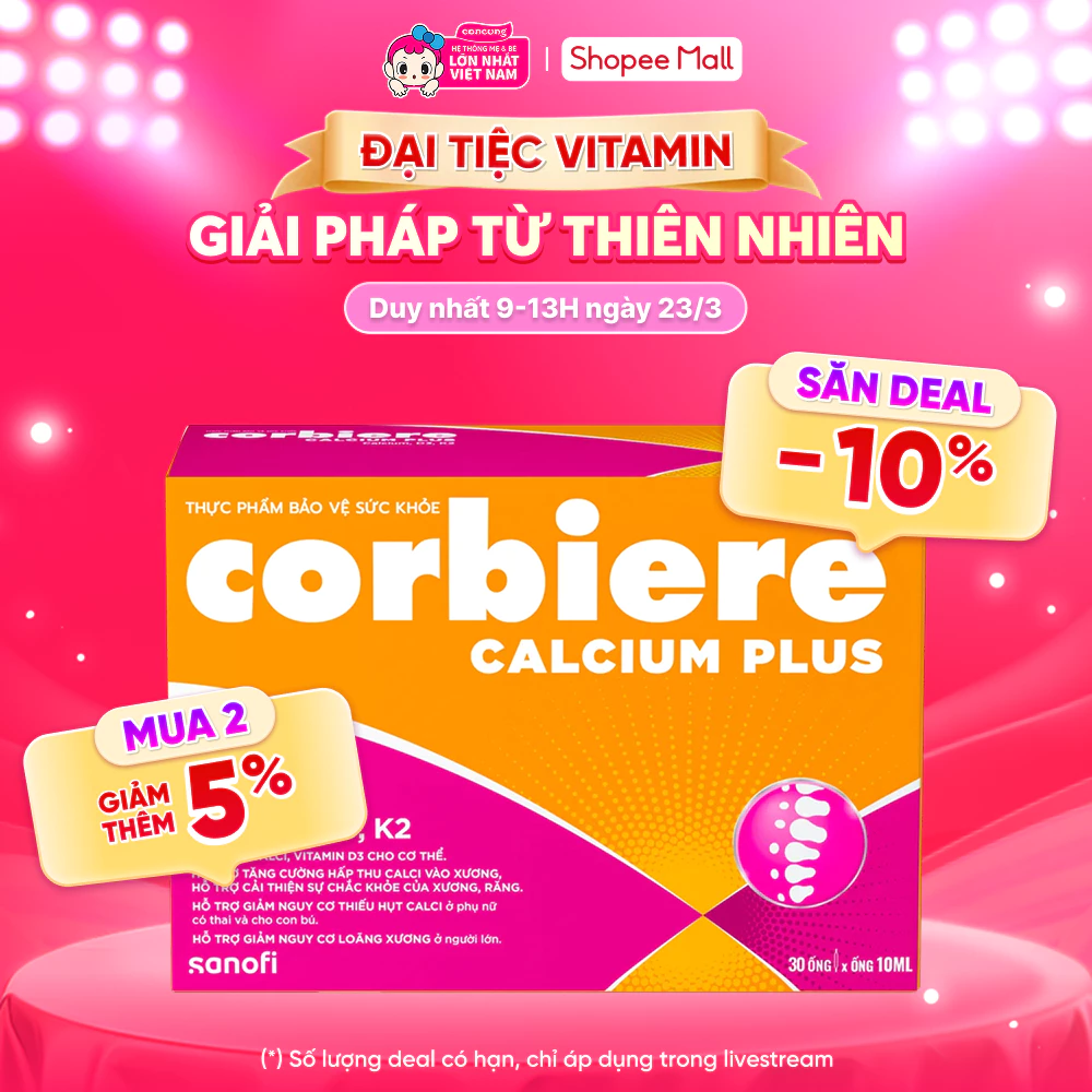 Calcium Corbiere 10ml – Phòng và điều trị thiếu canxi