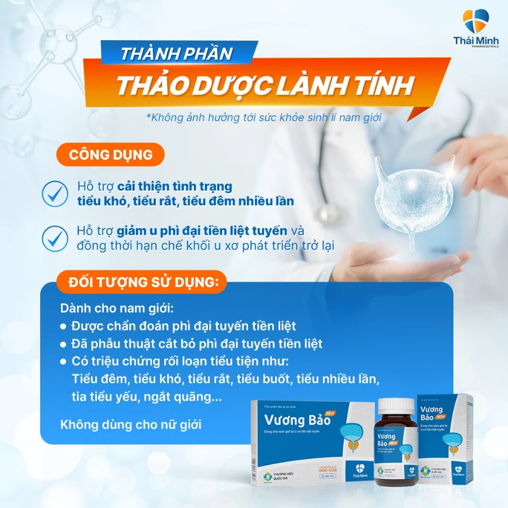 Vương Bảo - Hỗ trợ trị u xơ tiền liệt tuyến - Lọ 60 viên - Ảnh 2