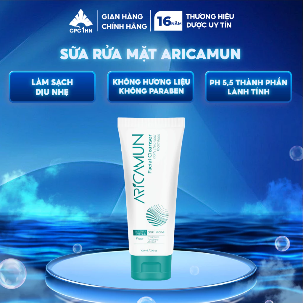 Sữa rửa mặt Aricamun Facial Cleanser sạch sâu, dịu nhẹ (chai 100ml)