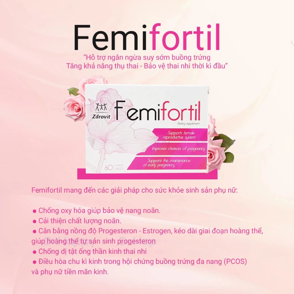 Bổ Trứng FEMIFORTIL - Bổ Trứng Tăng Thụ Thai, Tăng Chất Lượng, Giá Trị Sinh Sản Buồng Trứng (60V) - Ảnh 2