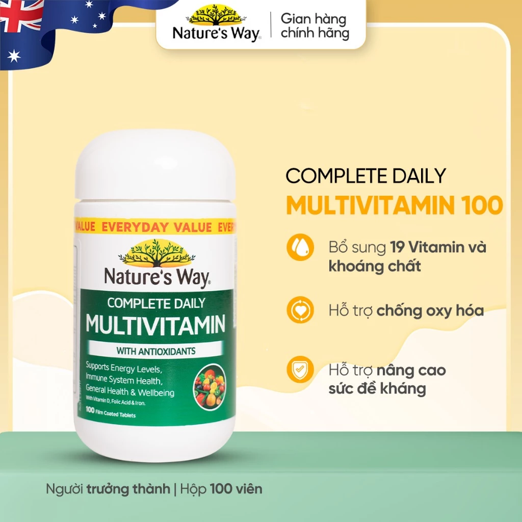 Vitamin Tổng Hợp Nature’s Way Complete Daily Multivitamin – Hộp 100 Viên – Hỗ Trợ Bổ Sung Vitamin Và Khoáng Chất