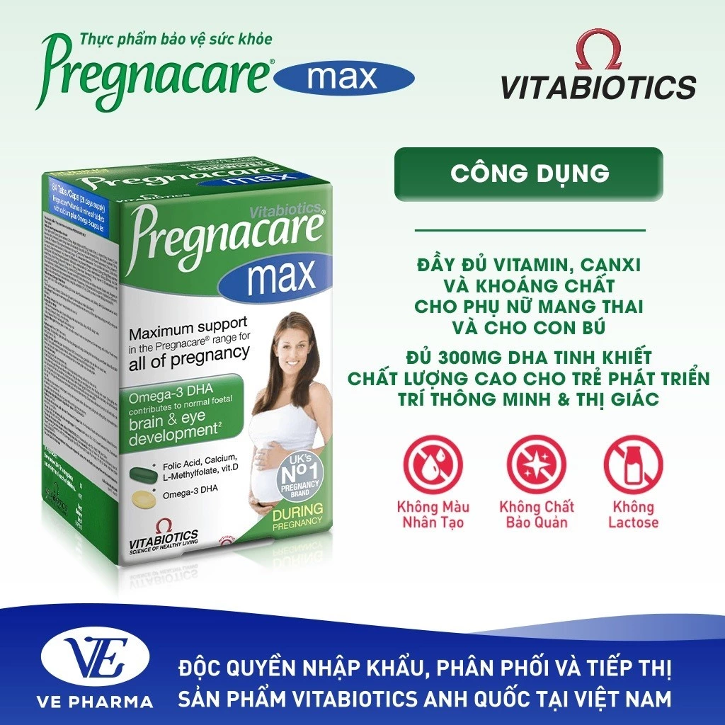 Thực Phẩm Bảo Vệ Sức Khoẻ PREGNACARE MAX Hỗ Trợ Bổ Sung Vitamin,Khoáng Chất Cho Phụ Nữ Mang Thai &Cho Con Bú