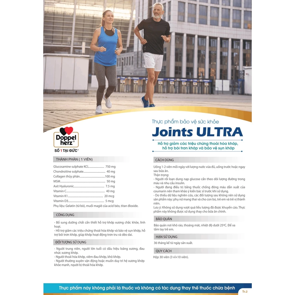 Viên uống Doppelherz Joints Ultra hỗ trợ cải thiện chức năng và ngăn ngừa thoái hóa khớp (Hộp 30 viên) - Ảnh 3