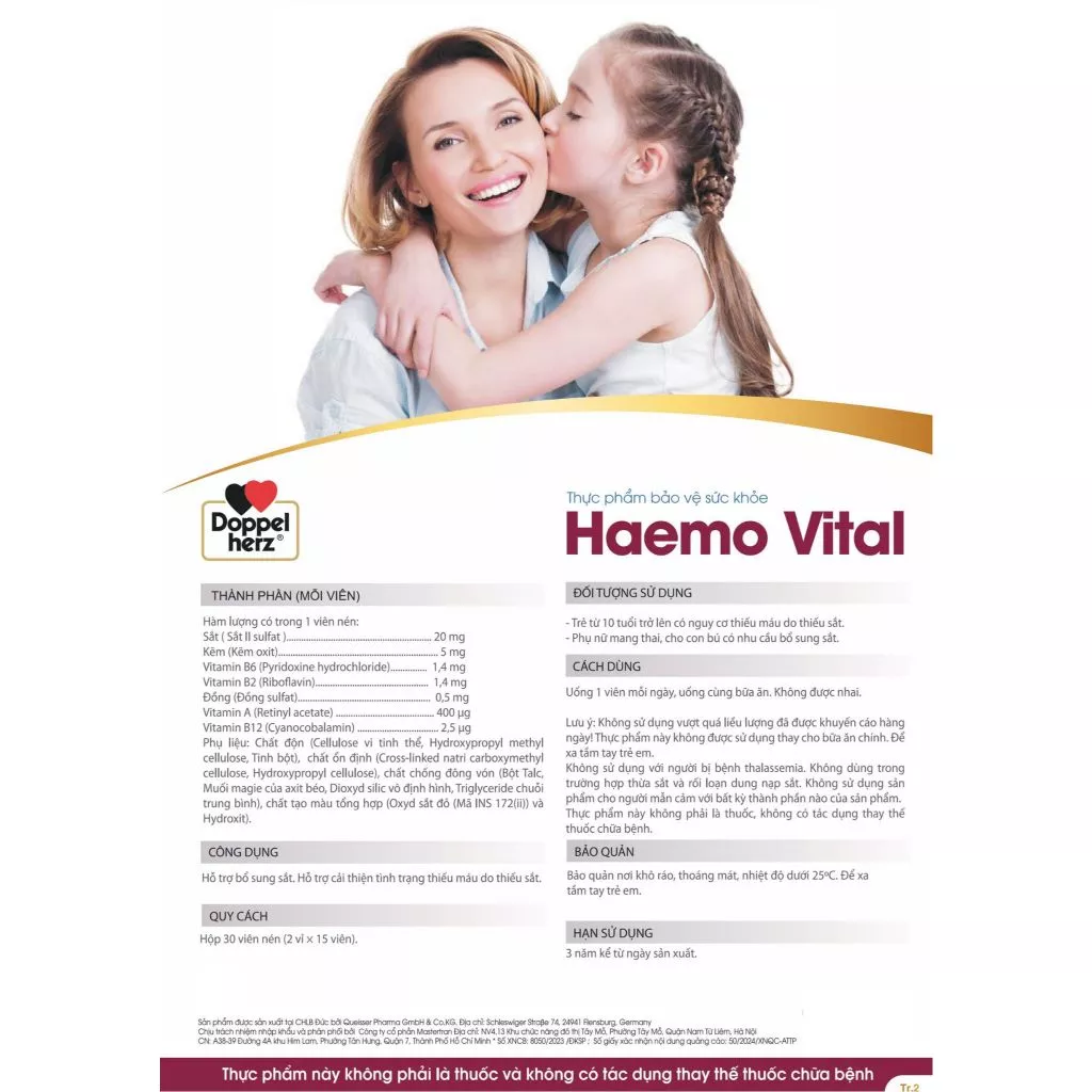 Viên uống bổ sung sắt Doppelherz Haemo Vital hỗ trợ phòng ngừa thiếu máu (Hộp 30 viên) - Ảnh 3
