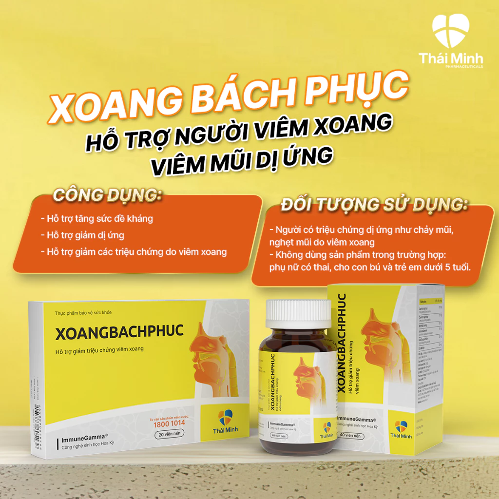 Viên uống Xoang Bách Phục Thái Minh – Hỗ trợ giảm triệu chứng viêm xoang, viêm mũi dị ứng – Hộp 20 viên& lọ 40 viên