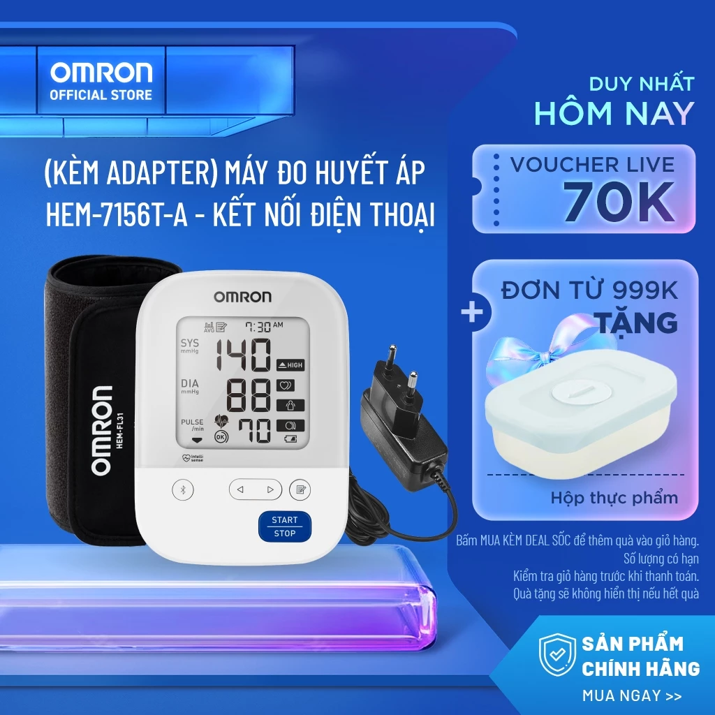 Máy Đo Huyết Áp OMRON HEM-7156T-A Chính Hãng – Kết Nối Điện Thoại – IntelliSense