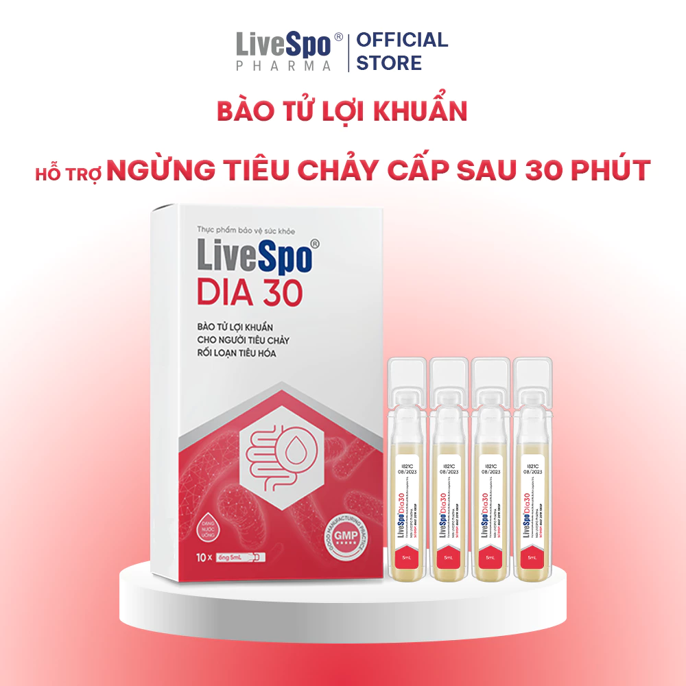 LiveSpo DIA 30 – Men vi sinh chứa bào tử lợi khuẩn giảm tiêu chảy cấp, rối loạn tiêu hóa (10 ống)