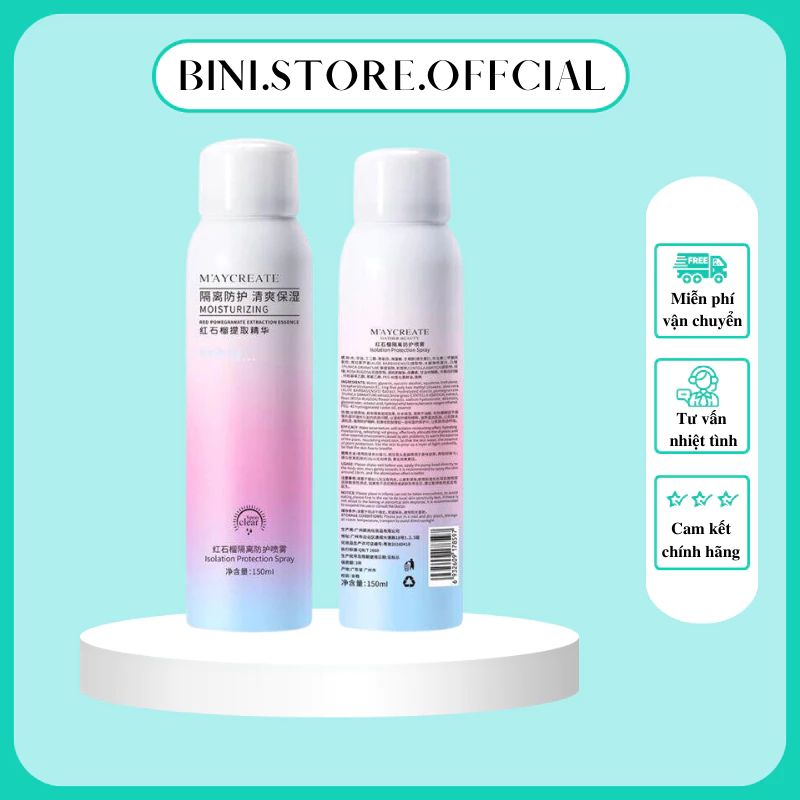 Xịt Chống Nắng Trắng Da MayCreate 150ml ,Xịt chống nắng body ,Sịt chống nắng cho Makeup hỗ trợ che khuyết điểm