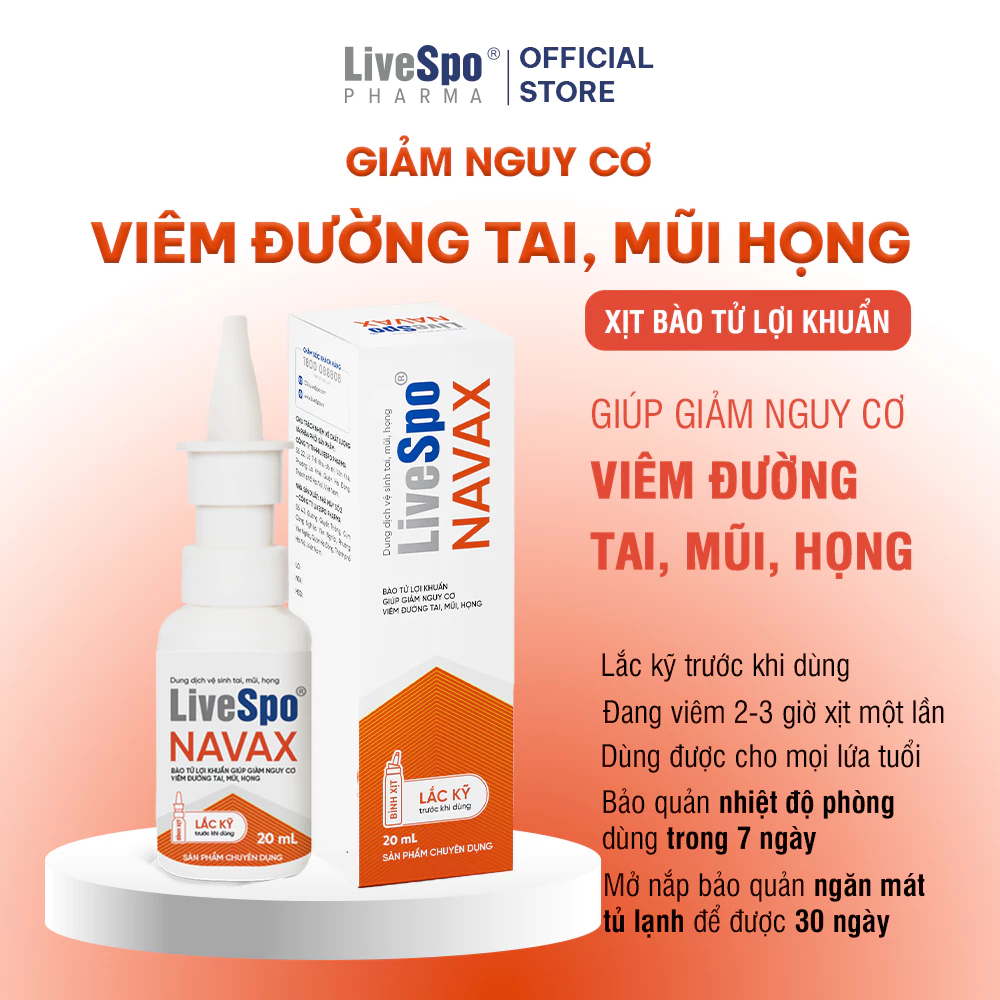 Bình xịt LiveSpo Navax Chuyên dụng (20ml) – Giảm nguy cơ sổ mũi, nghẹt mũi, viêm tai, mũi, họng