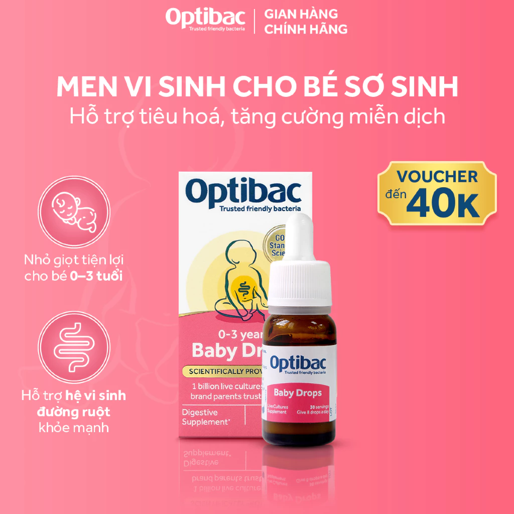 Thực phẩm bảo vệ sức khỏe Men vi sinh Optibac Baby Drops 10ml/lọ