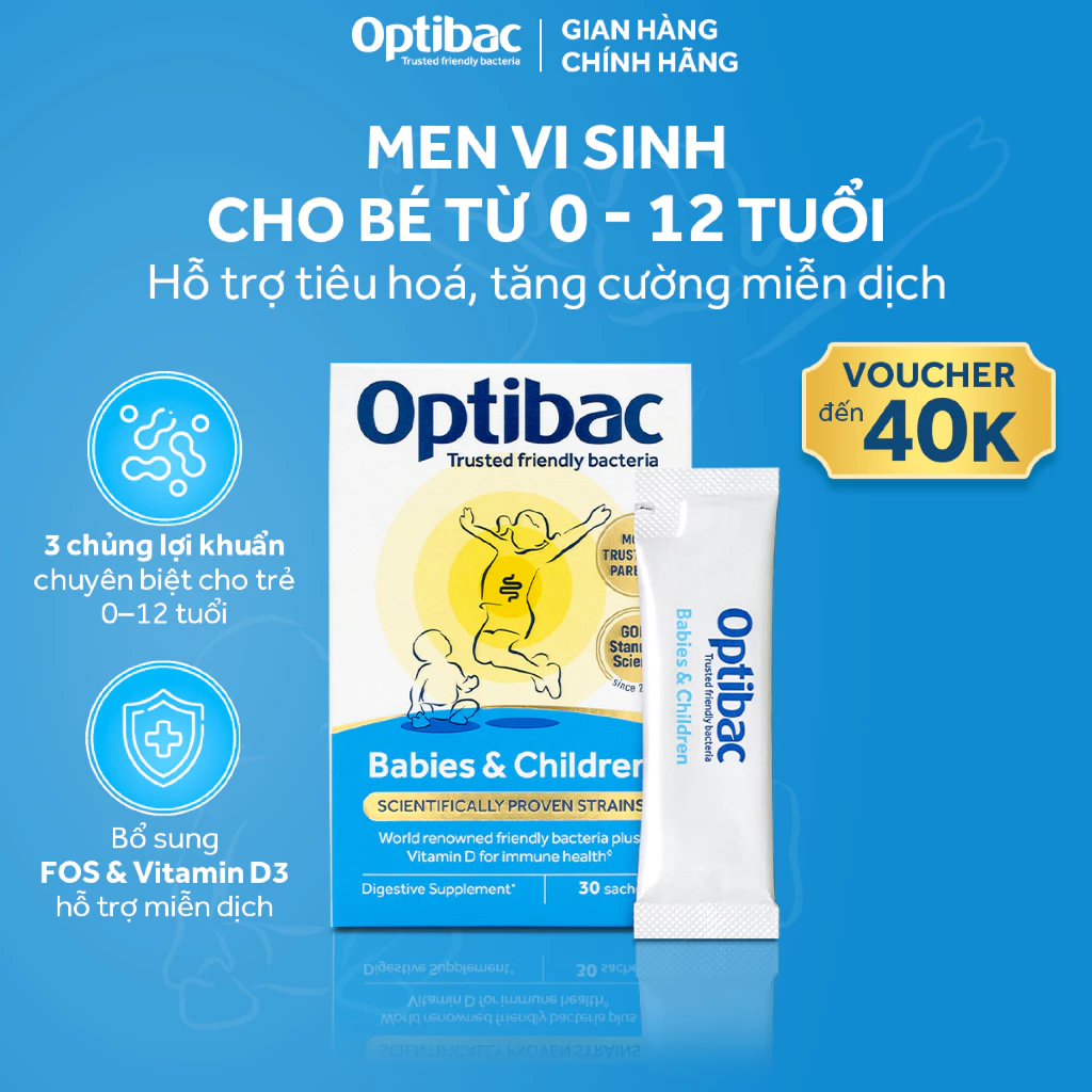 Thực phẩm bảo vệ sức khỏe Men vi sinh Optibac Babies & Children 30 gói/hộp
