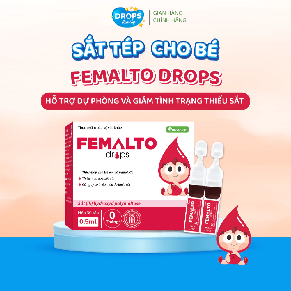 Sắt Drops Family Femalto dạng ống uống BFS – Giải pháp bổ sung sắt an toàn, tiện lợi cho bé