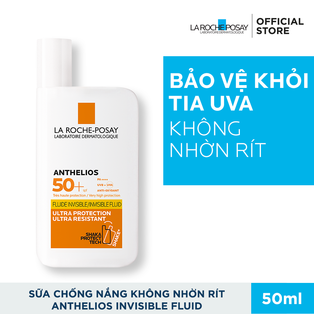 Kem chống nắng dạng sữa lỏng nhẹ không nhờn rít La Roche-Posay Anthelios Invisible Fluid SPF 50+ 50ml