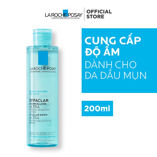 Nước làm sạch sâu và tẩy trang da dầu nhạy cảm La Roche-Posay Micellar Water 200ml