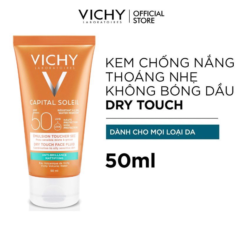 Kem chống nắng không nhờn rít SPF 50 UVA +UVB Vichy Capital Soleil Mattifying Dry Touch Face Fluid 50ml