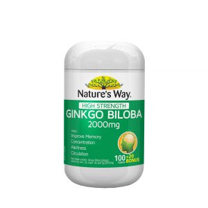 Ginkgo Biloba 2000mg Nature's Way - Hỗ trợ tăng cường chức năng não bộ, tuần hoàn máu não - Lọ 100 viên
