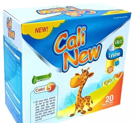 CALI NEW Ống Uống Bổ Sung canxi , Vitamin D3,  Giúp Phát triển hệ xương, răng chắc khỏe, Phát triển chiêu cao,giảm loãng xương- Hộp 20 ống