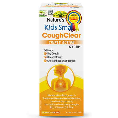 Nature’s Way Kids Smart Cough Clear Triple Action Syrup – Giảm ho, giảm đờm, tăng cường sức khỏe hệ hô hấp – Lọ 120ml