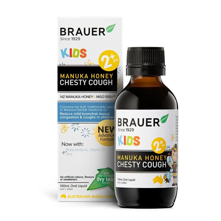 Siro ho Brauer Kids Manuka Honey Chesty Cough – Giúp giảm ho, long đờm cho trẻ