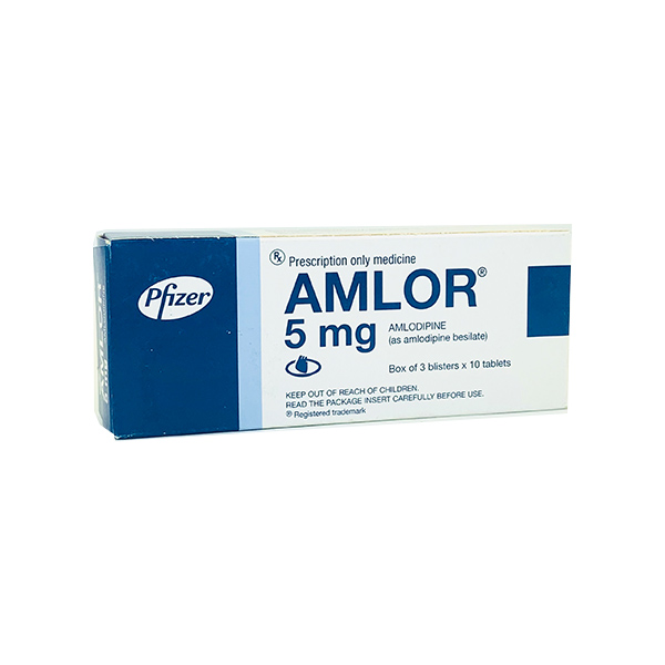 Viên uống Amlor 5 Trị tăng huyết áp, đau thắt ngực mạn tính – Hộp 30 viên