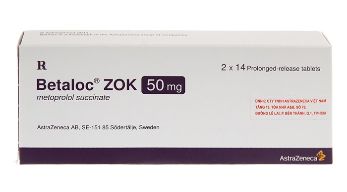 Viên uống Betaloc Zok 50mg trị tăng huyết áp, đau thắt ngực – Hộp 28 viên