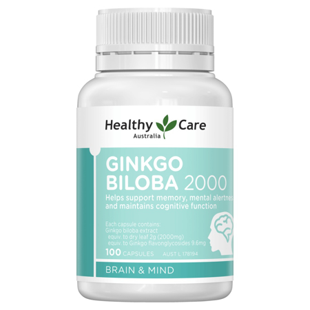 Healthy Care Ginkgo Biloba 2000 – Bổ não, tăng cường trí nhớ – Lọ 100 viên