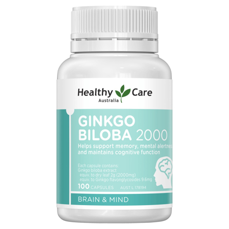 Healthy Care Ginkgo Biloba 2000 - Bổ não, tăng cường trí nhớ - Lọ 100 viên